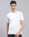 Monte Carlo Cotton Blend Regular Fit Solid Half Sleeves Men's T-Shirt - White ( Pack of 1 )