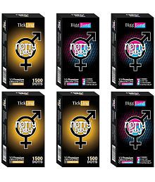 NottyBoy 4 IN 1, 1500 Dots, Ribbed, Contour, Long Time Condoms For Men - 60 Units