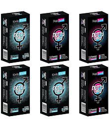 NottyBoy 4 IN 1, Dotted, Ribbed, Long Lasting, Contour &amp; Ultra Thin Condoms For Men - 60 Units