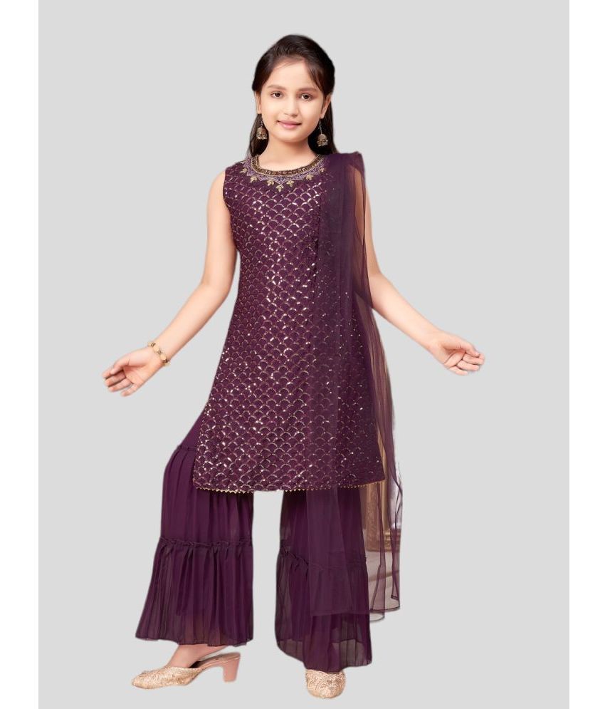     			Aarika Girls Georgette Kurta and Sharara Set ( Pack of 1 , Purple )