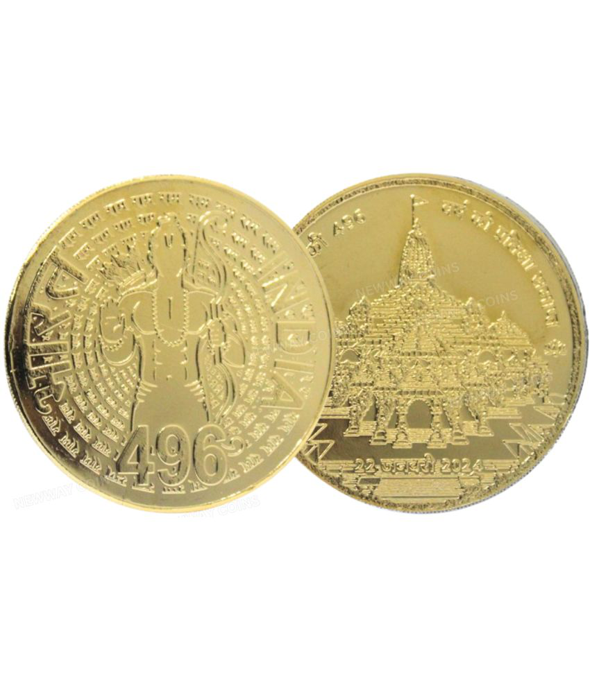     			Extremely Rare* 496 Rupees 2024 Special Ram Mandir Edition Very Collectible Gold-plated Coin