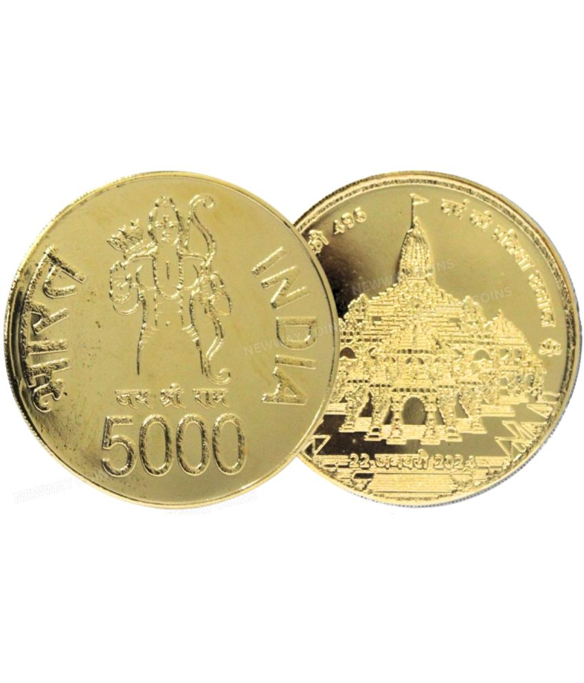     			Extremely Rare* 5000 Rupees 2024 Special Ram Mandir Edition Very Collectible Gold-plated Coin