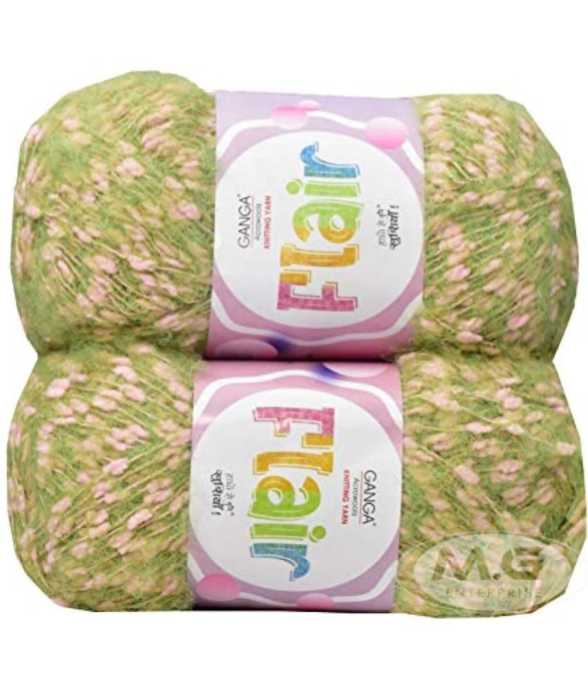     			GANGA Flair Apple Green 200 GMS Wool Ball Hand Knitting Wool/Art Craft Soft Fingering Crochet Hook Yarn, Needle Knitting Yarn Thread Dyed-B Art-AEFB