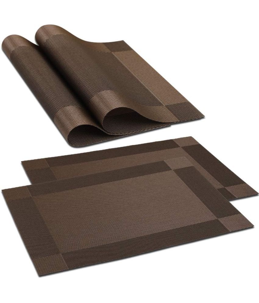     			PVC Solid Rectangle Table Mats ( 45 cm x 30 cm ) Pack of 4 - Brown