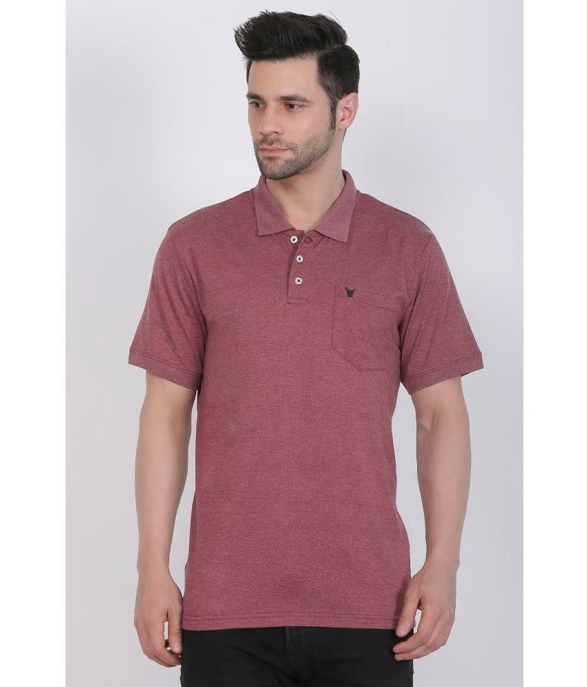     			Indian Pridee 100% Cotton Regular Fit Self Design Half Sleeves Men's T-Shirt - Wine ( Pack of 1 )