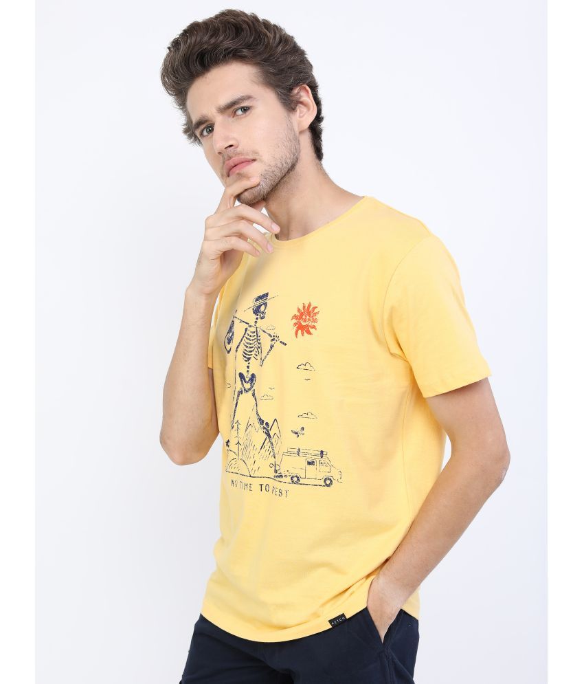     			Ketch Pack of 1 100% Cotton Slim Fit Men's T-Shirt ( Yellow )