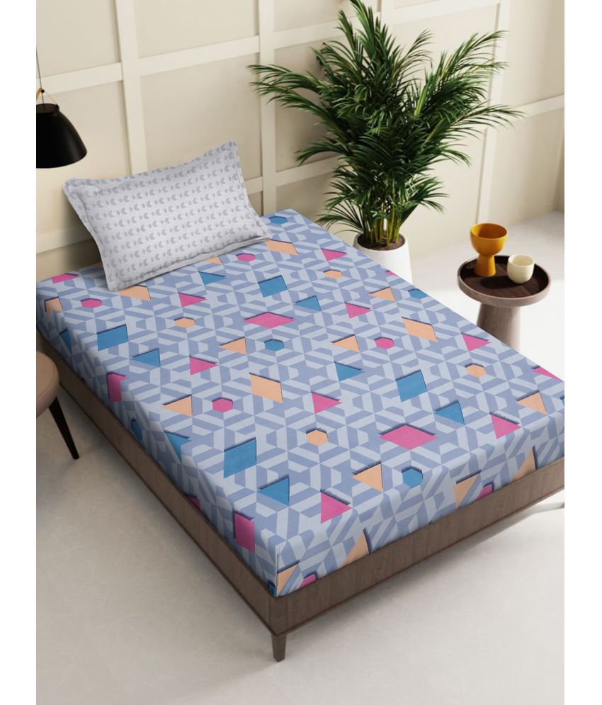     			Klotthe Poly Cotton Abstract 1 Single Bedsheet with 1 Pillow Cover - Multicolor