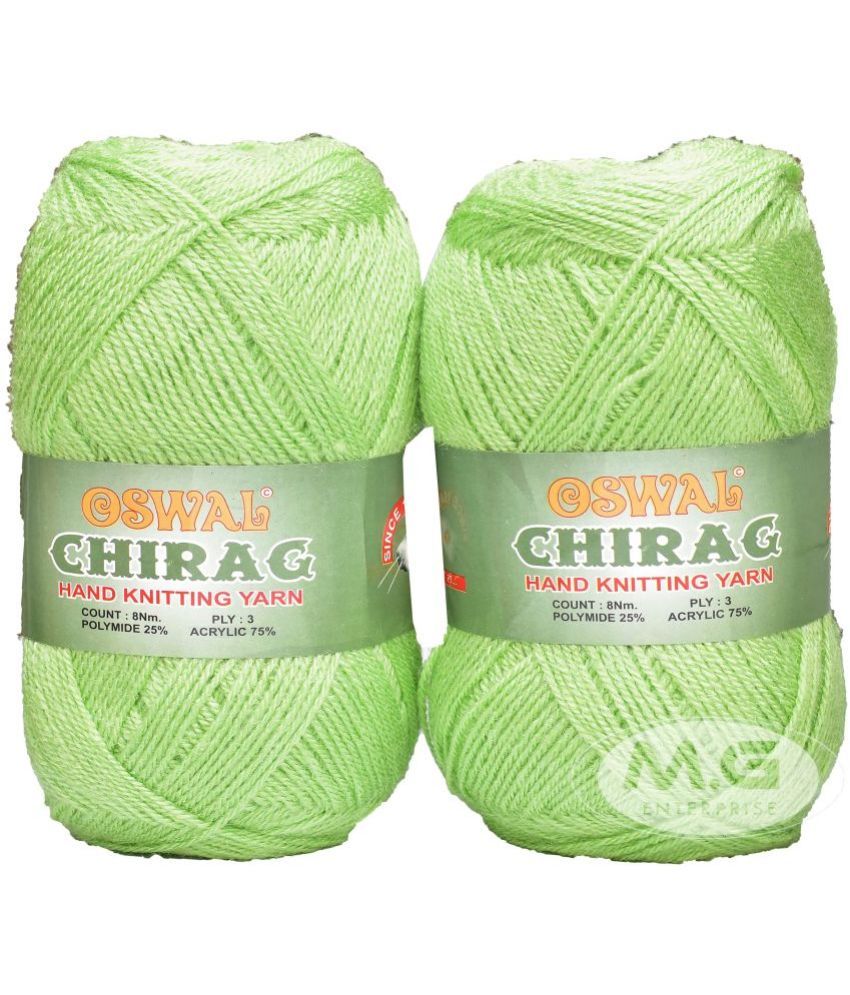     			M.G ENTERPRISE Os wal Chirag Light Apple Green (400 gm) Wool Ball Hand Knitting Wool/Art Craft Soft Fingering Crochet Hook Yarn, Needle Knitting Yarn Thread Dyed EIA