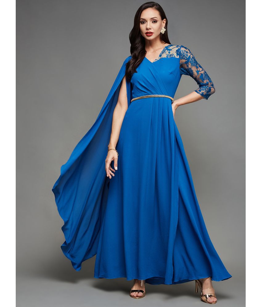     			Miss Chase Georgette Solid Full Length Women's Gown - Blue ( Pack of 1 )