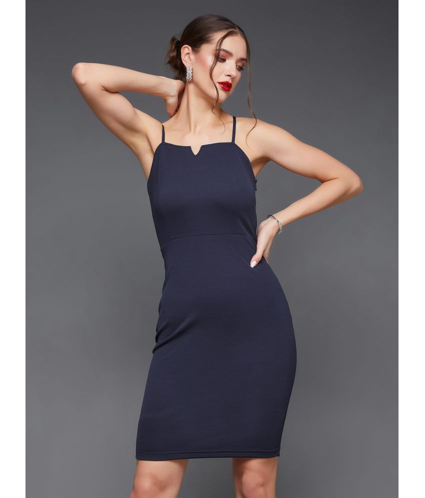     			Miss Chase Polyester Solid Above Knee Women's Bodycon Dress - Navy Blue ( Pack of 1 )