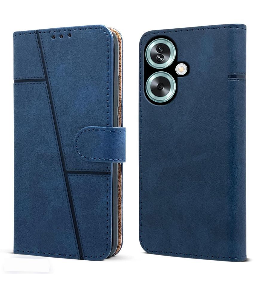     			NBOX Blue Flip Cover Artificial Leather Compatible For Oppo A59 5G ( Pack of 1 )