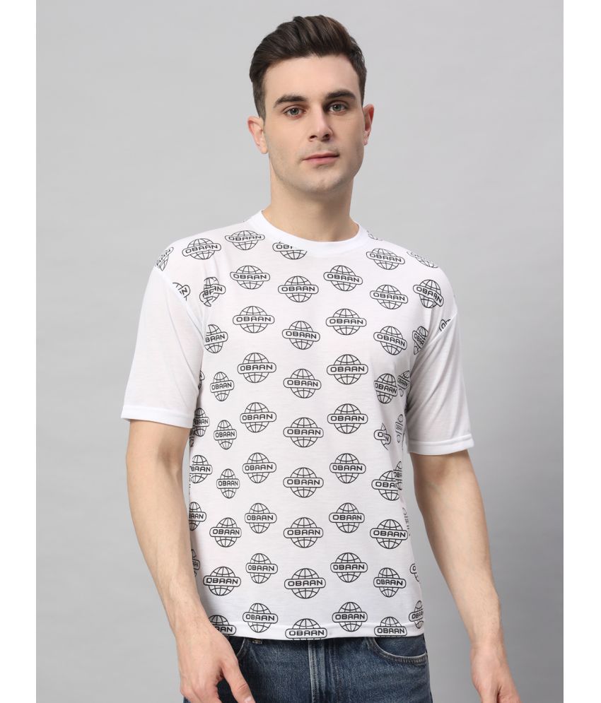     			OBAAN Cotton Blend Regular Fit Printed Half Sleeves Men's T-Shirt - White ( Pack of 1 )