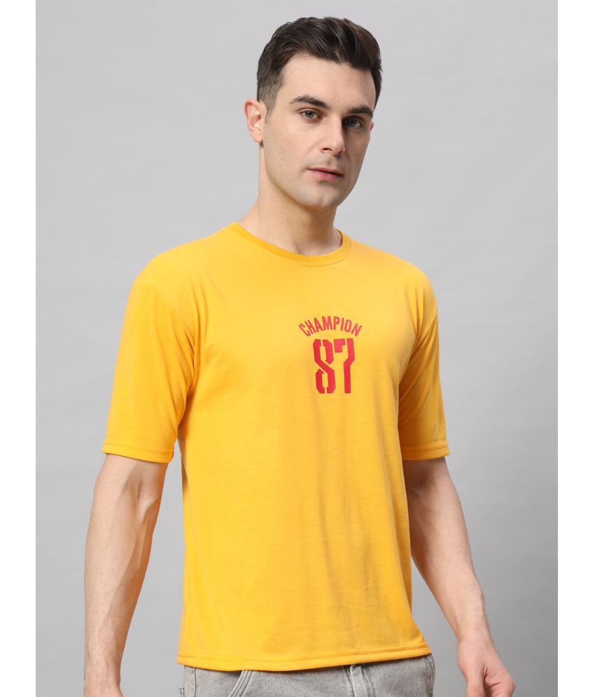     			OBAAN Cotton Blend Regular Fit Printed Half Sleeves Men's T-Shirt - Yellow ( Pack of 1 )