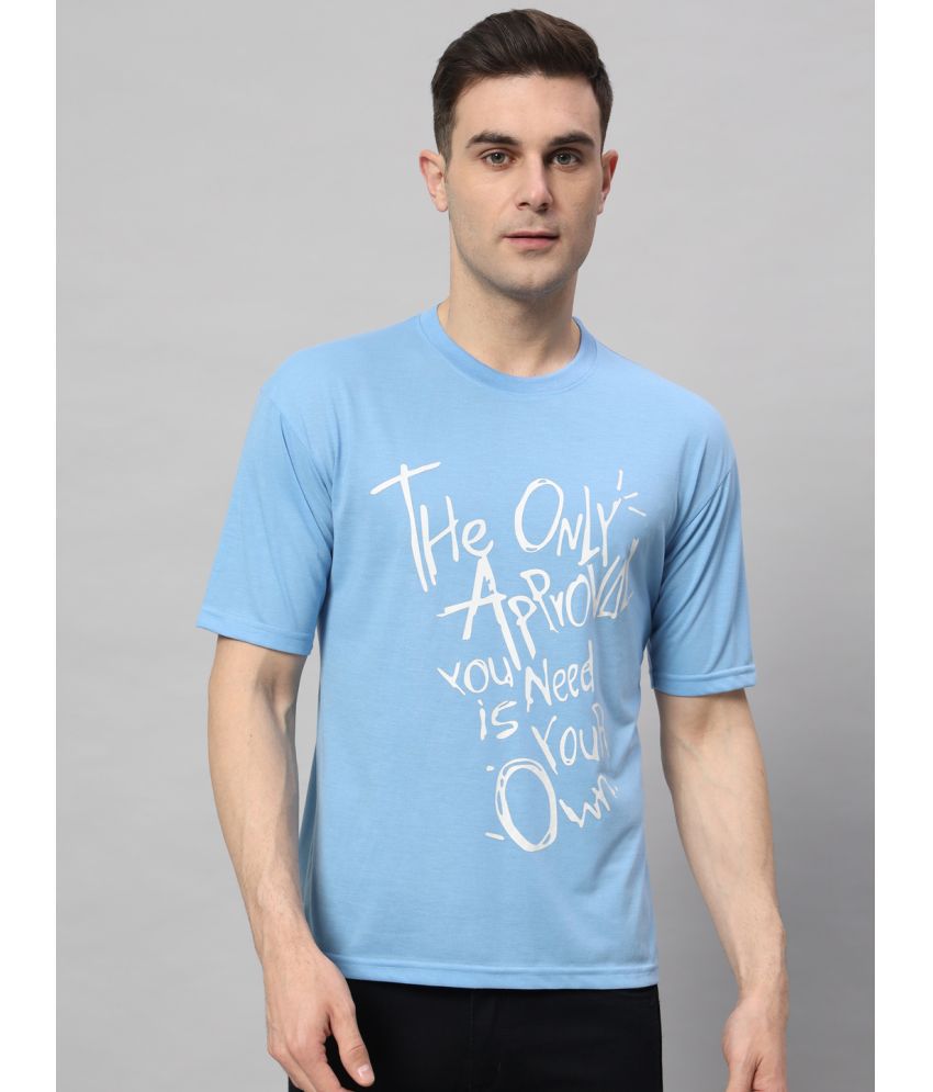     			OBAAN Cotton Blend Regular Fit Printed Half Sleeves Men's T-Shirt - Aqua Blue ( Pack of 1 )