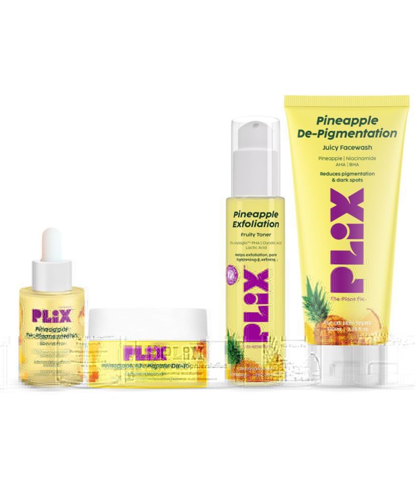     			Plix Pineapple DePigmentation Regime with Toner, Cleanser, Serum, & Moisturizer(Pack of 4)