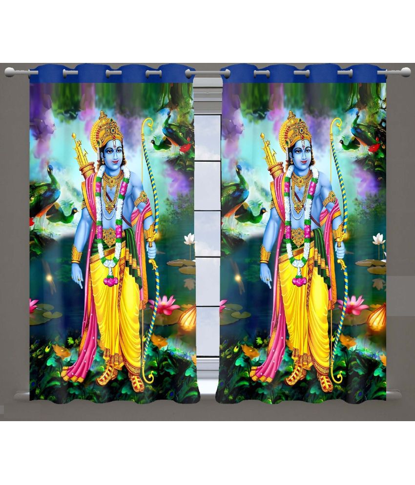     			Rhetorical Graphic Room Darkening Eyelet Curtain 5 ft ( Pack of 2 ) - Multicolor