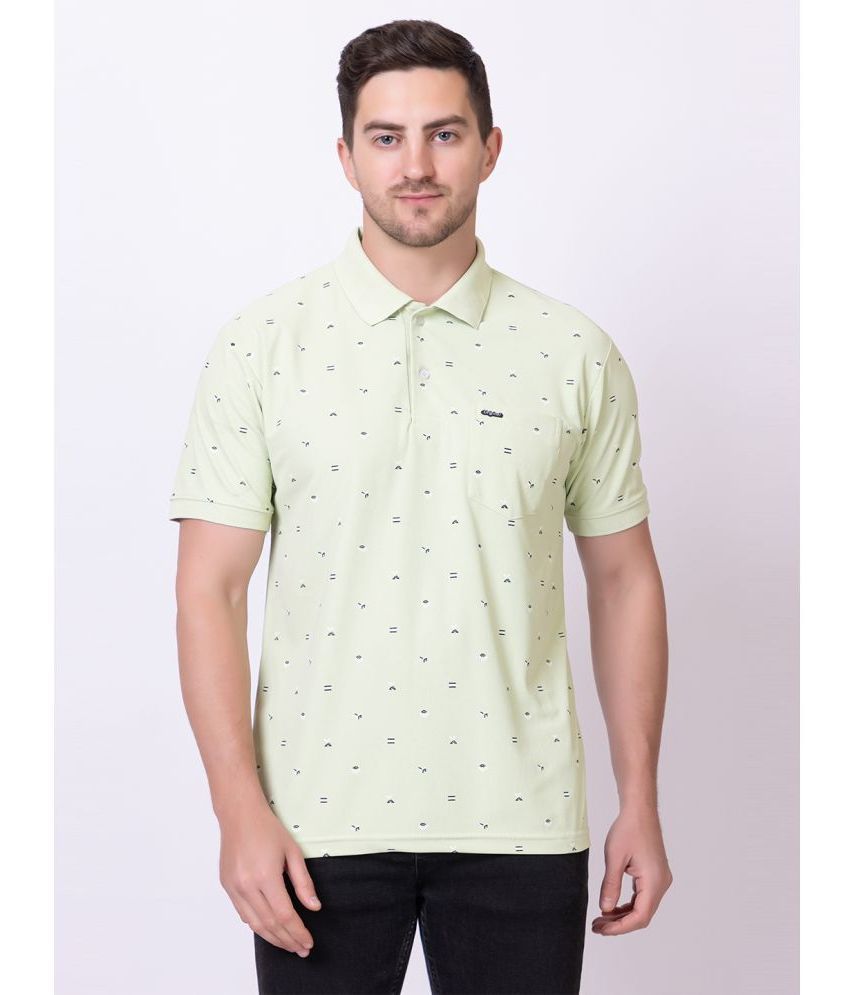     			SEVEN DREAMS Cotton Blend Regular Fit Printed Half Sleeves Men's Polo T Shirt - Green ( Pack of 1 )