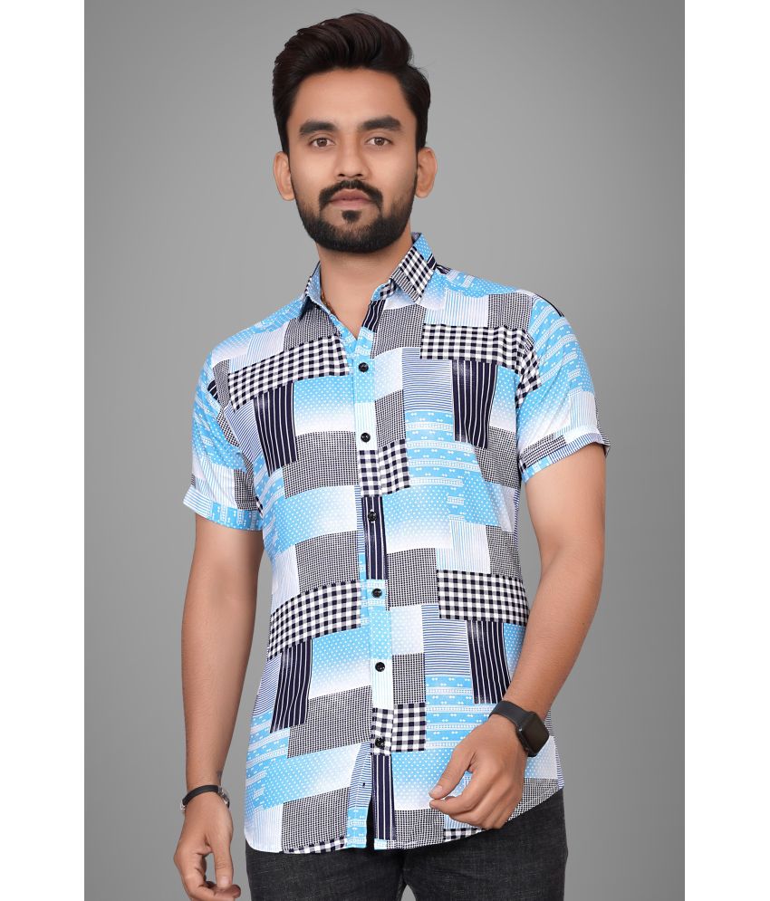     			SUR-T Viscose Regular Fit Printed Half Sleeves Men's Casual Shirt - Turquoise ( Pack of 1 )