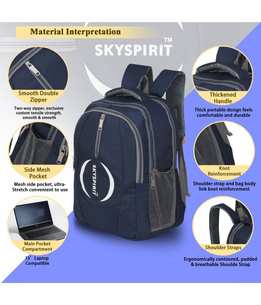    			Sky spirit Blue Polyester Backpack ( 45 Ltrs )