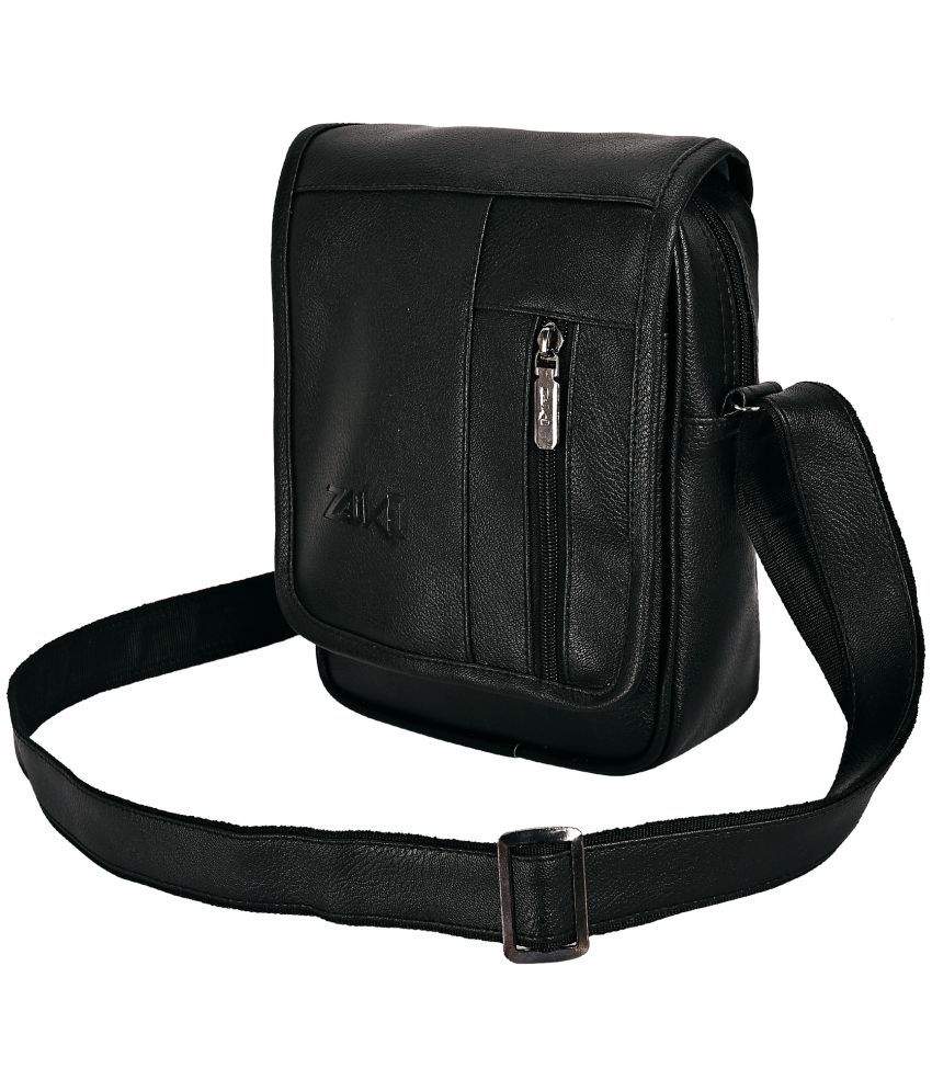     			ZAIKO BAGS Black Solid Messenger Bag