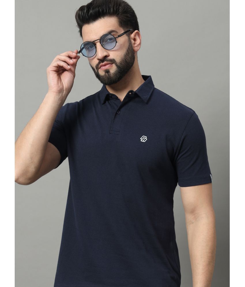     			renuovo Cotton Blend Regular Fit Solid Half Sleeves Men's Polo T Shirt - Navy Blue ( Pack of 1 )