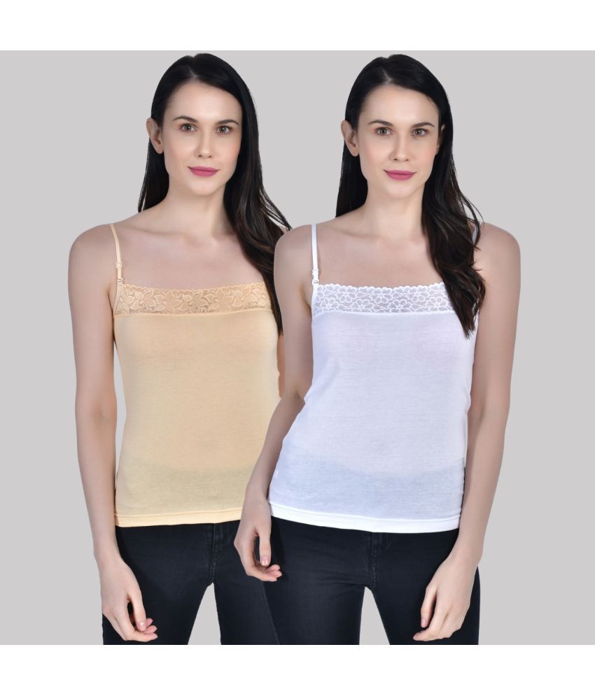     			AIMLY Adjustable Strap  Cotton Slip - Beige Pack of 2