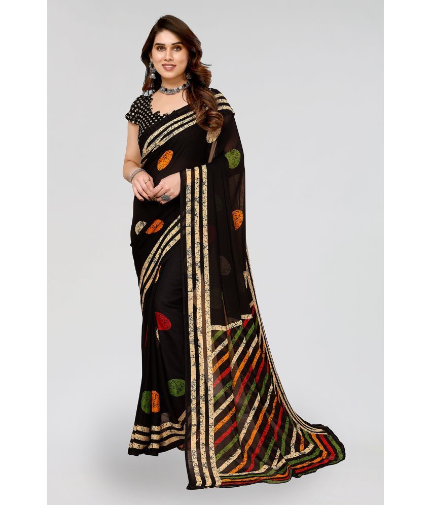     			ANAND SAREES Georgette Printed Saree With Blouse Piece - Black ( Pack of 1 )