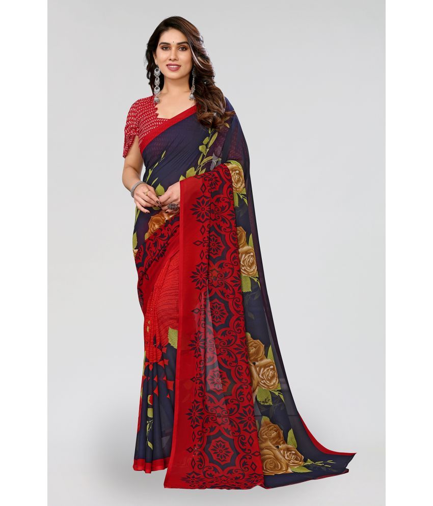     			ANAND SAREES Georgette Printed Saree With Blouse Piece - Blue ( Pack of 1 )