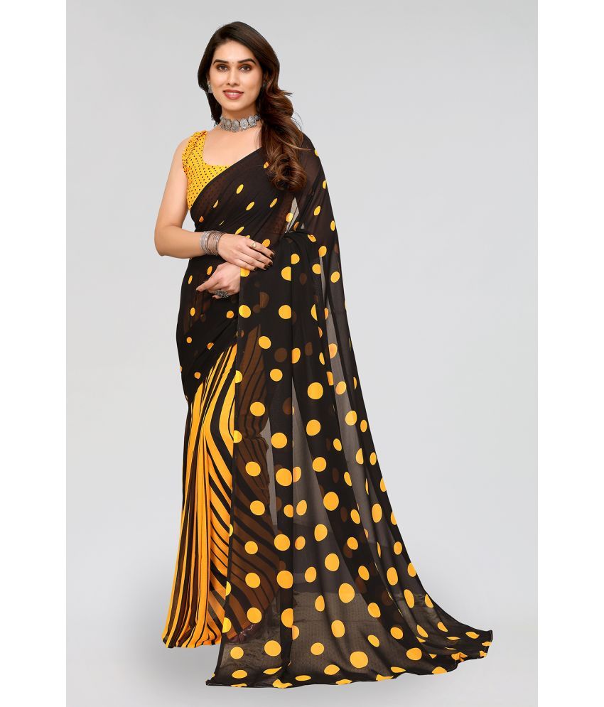     			ANAND SAREES Georgette Printed Saree With Blouse Piece - Black ( Pack of 1 )