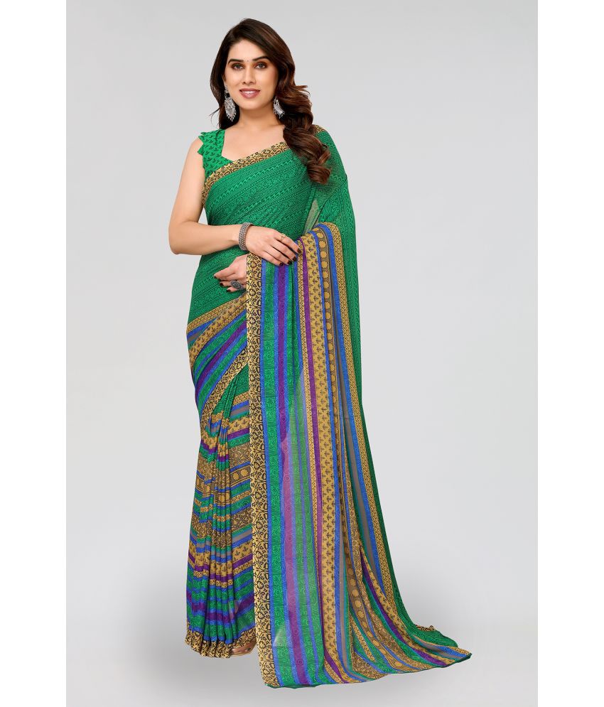     			ANAND SAREES Georgette Printed Saree With Blouse Piece - Green ( Pack of 1 )
