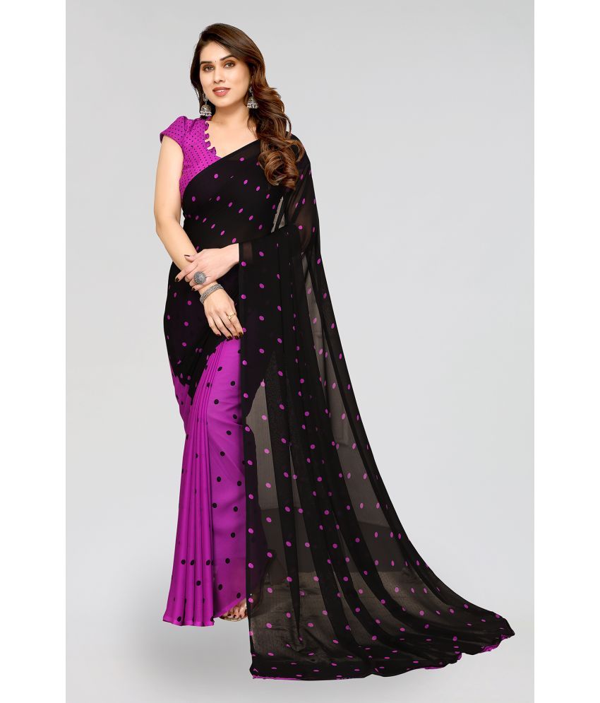     			ANAND SAREES Georgette Printed Saree With Blouse Piece - Purple ( Pack of 1 )