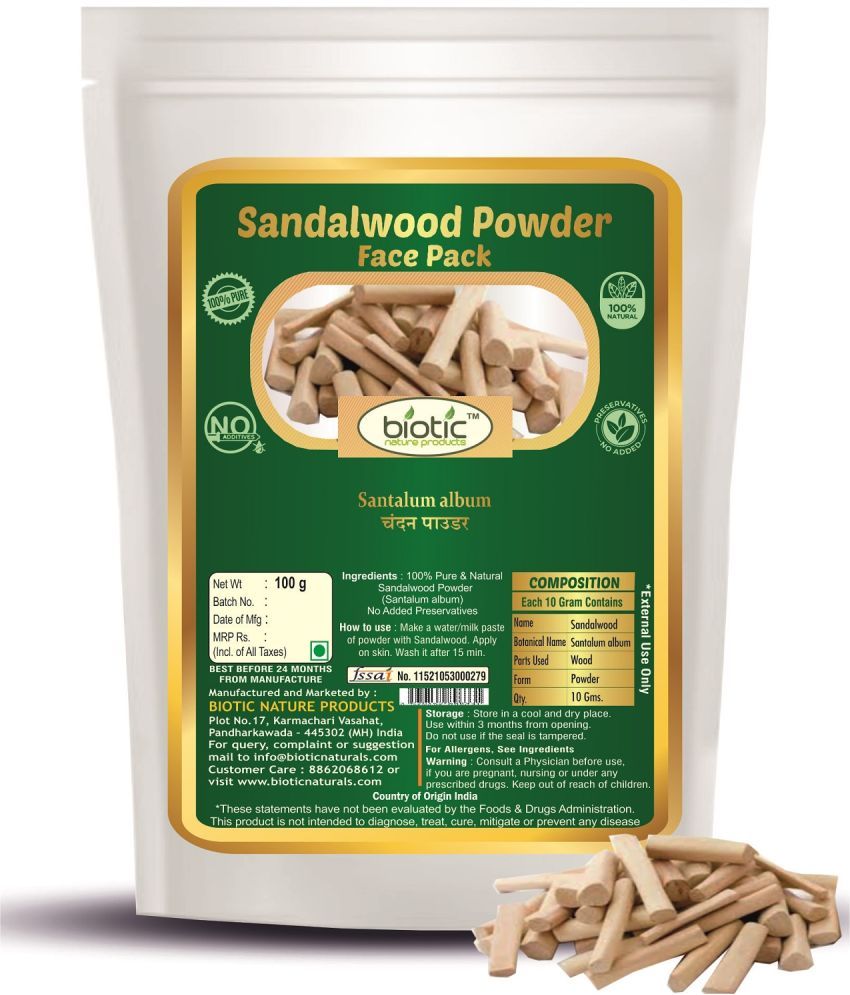     			Biotic Pure San dalwood Powder - White Chandan Powder for Face 100 gm