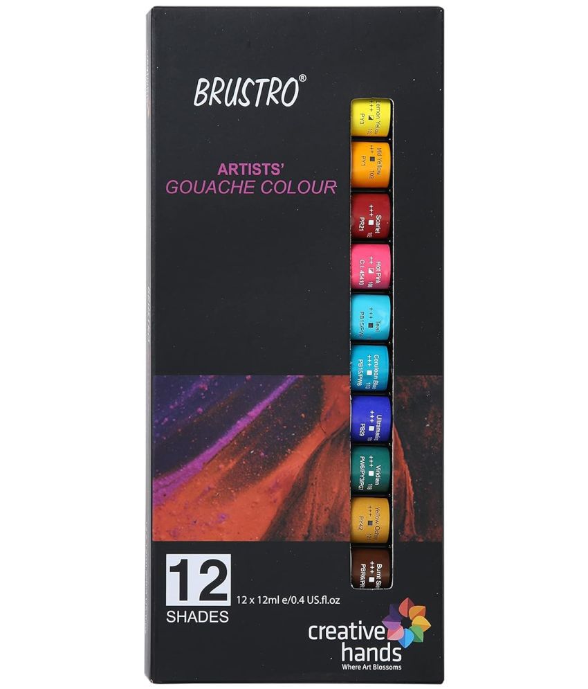     			Brustro Artists Gouache Colour Set Of 12 Colours X 12Ml Tubes.