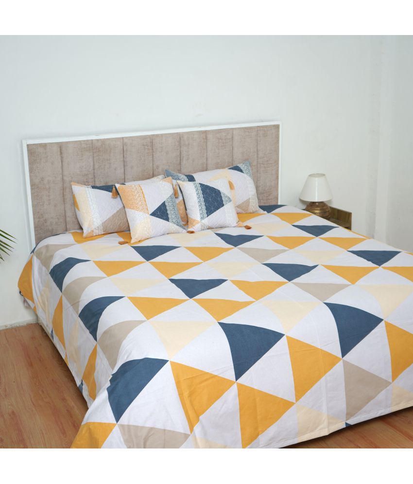     			Glaxomas Cotton Geometric Bedding Set Glaxomas 5pc bedding set with Frill - Multi-Colour