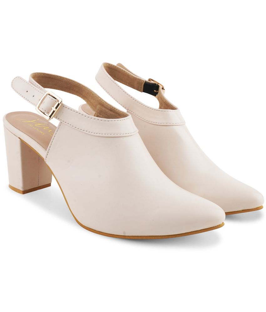     			JM Looks Cream Women's Sandal Heels