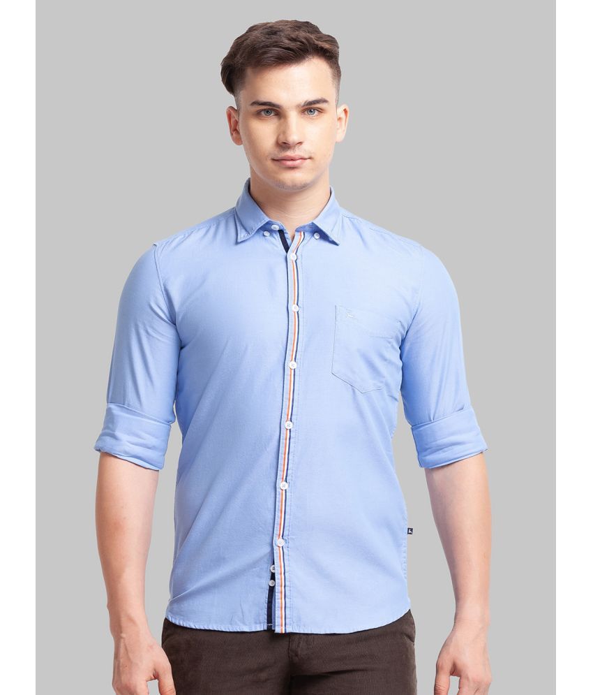     			Parx Cotton Blend Slim Fit Striped Full Sleeves Men's Casual Shirt - Blue ( Pack of 1 )