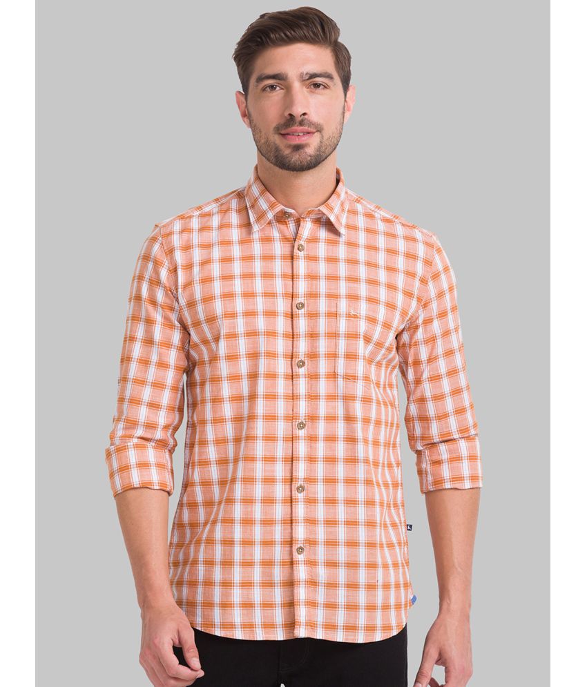     			Parx Cotton Blend Slim Fit Checks Full Sleeves Men's Casual Shirt - Brown ( Pack of 1 )