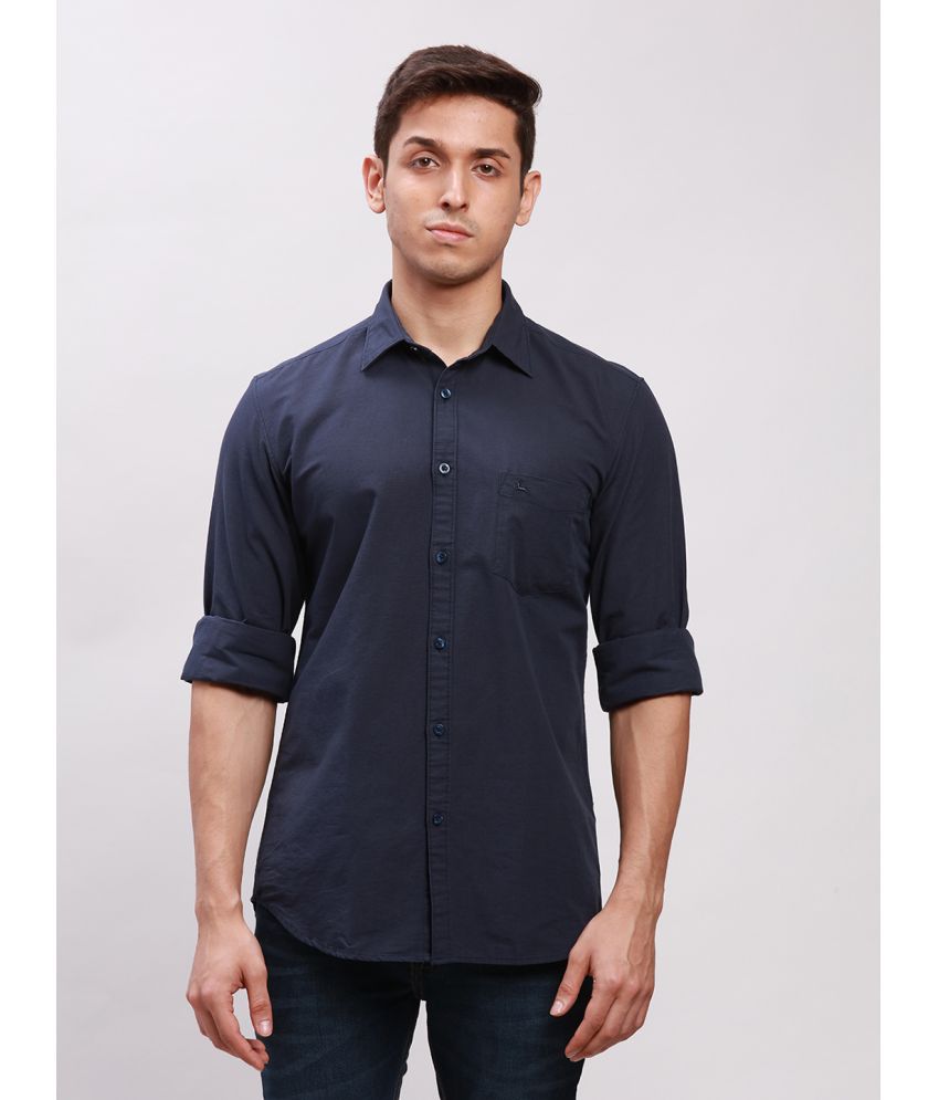     			Parx Cotton Blend Slim Fit Solids Full Sleeves Men's Casual Shirt - Navy ( Pack of 1 )