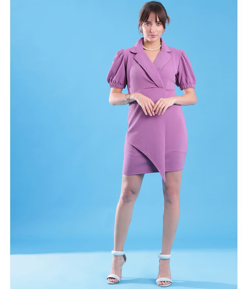     			Selvia Lycra Solid Midi Women's Bodycon Dress - Lavender ( Pack of 1 )