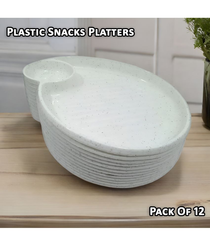     			kitchrox 12 Pcs Plastic White Platter