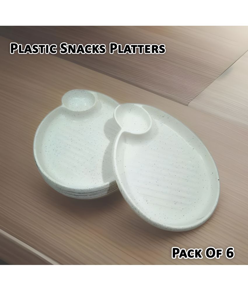     			kitchrox 6 Pcs Plastic White Platter