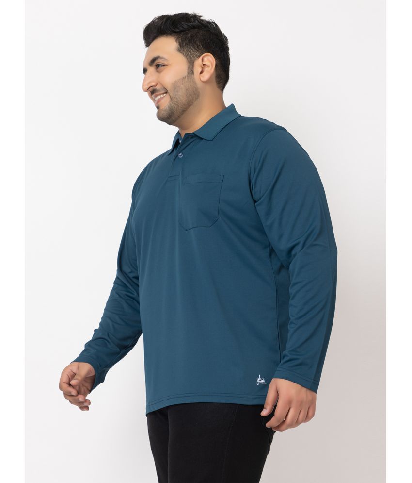     			YHA Pack of 1 Cotton Blend Regular Fit Solid Full Sleeves Men's Polo T Shirt ( Teal Blue )