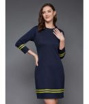 Miss Chase Cotton Blend Solid Mini Women's Shift Dress - Navy ( Pack of 1 )