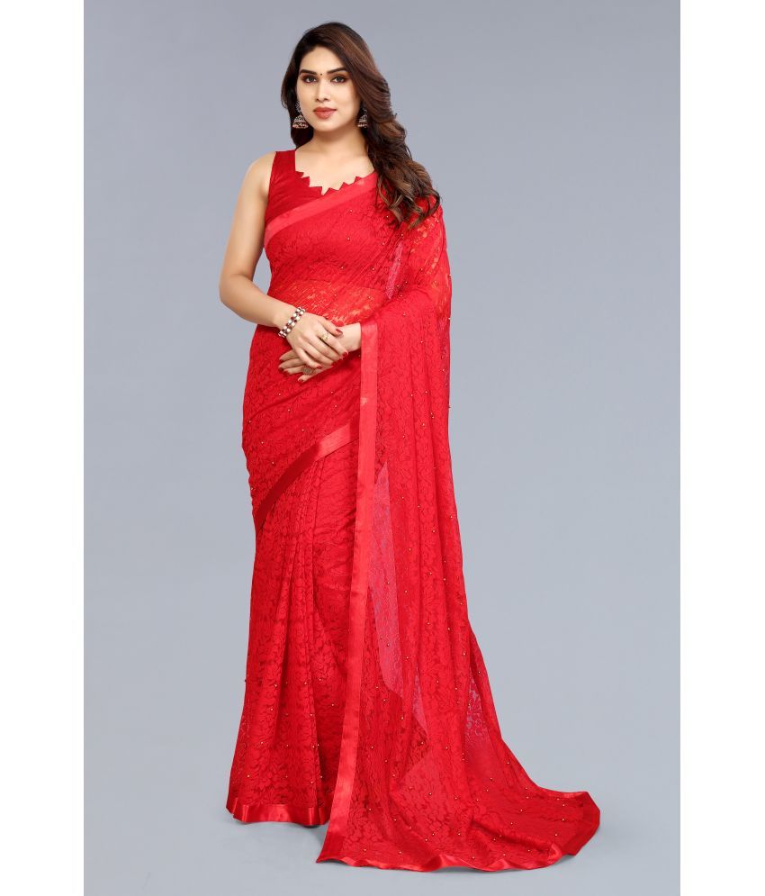     			ANAND SAREES Jacquard Embellished Saree With Blouse Piece - Red ( Pack of 1 )