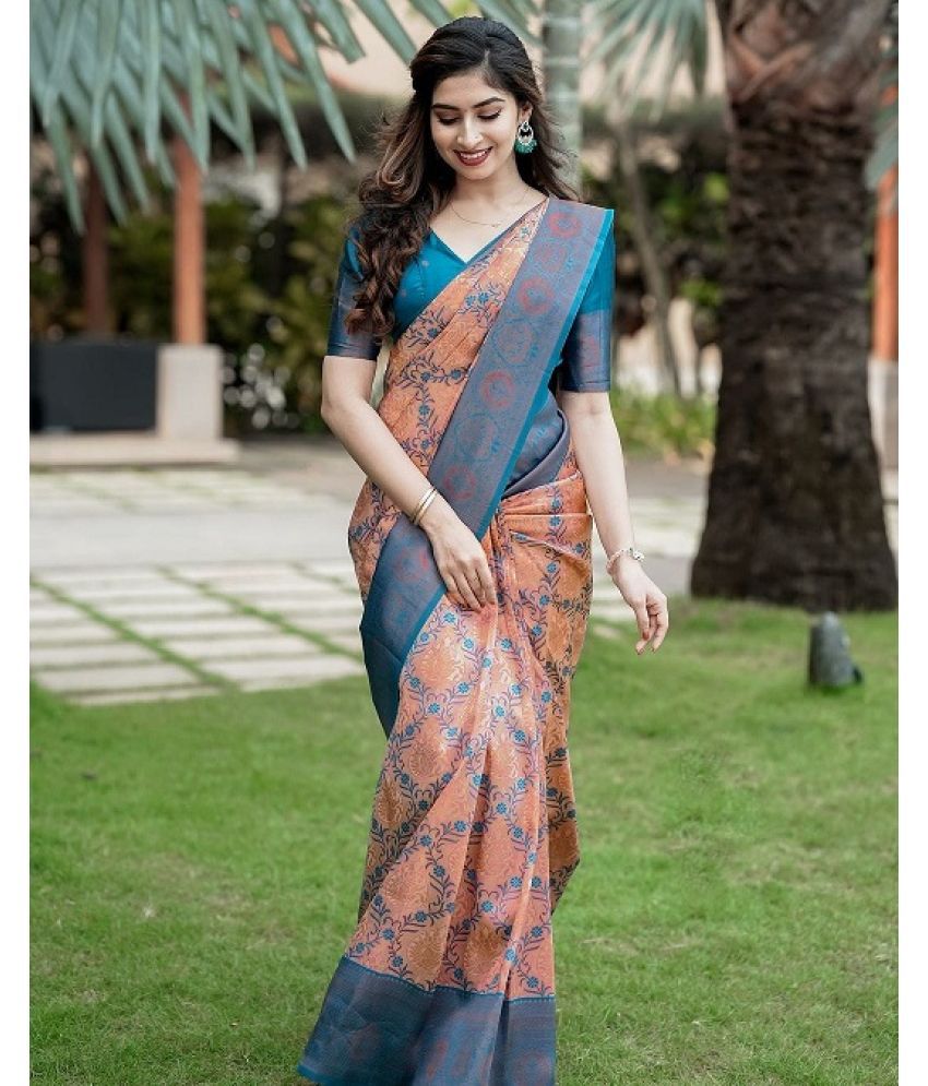     			KALIPATRA Banarasi Silk Printed Saree With Blouse Piece - Multicolor ( Pack of 1 )