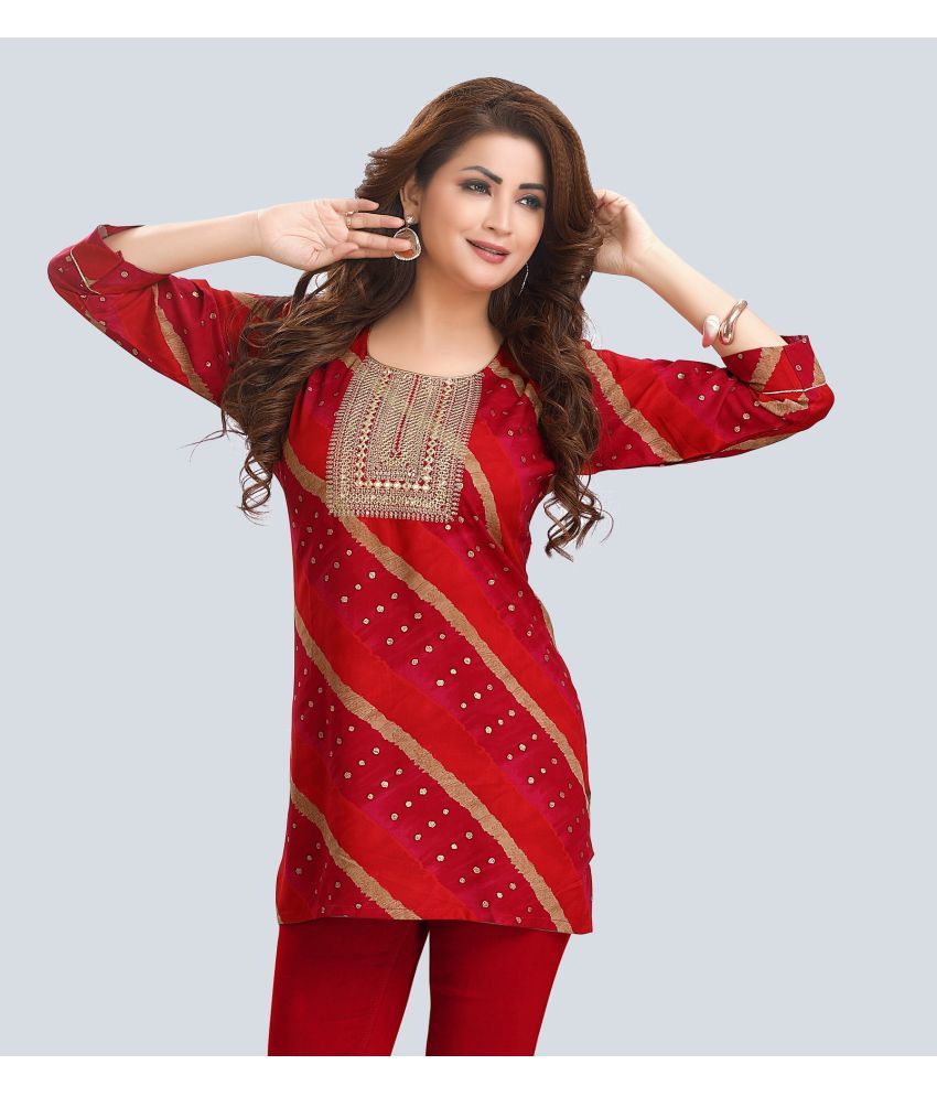     			Meher Impex Red Rayon Women's Regular Top ( Pack of 1 )