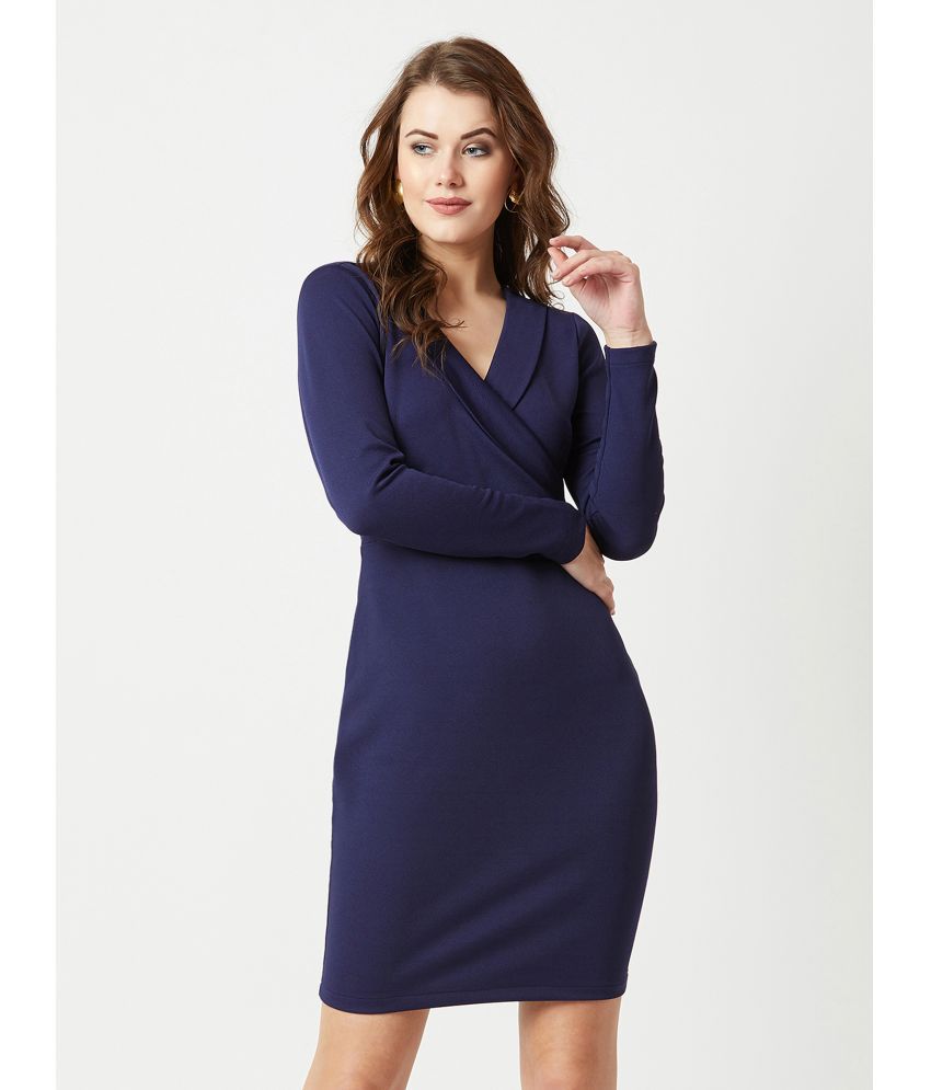     			Miss Chase Polyester Solid Above Knee Women's Bodycon Dress - Navy ( Pack of 1 )