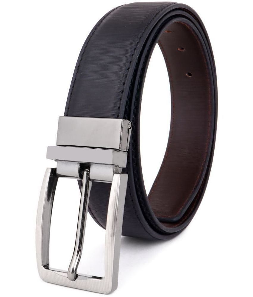     			SUNSHOPPING - Black Faux Leather Men's Reversible Belt ( Pack of 1 )