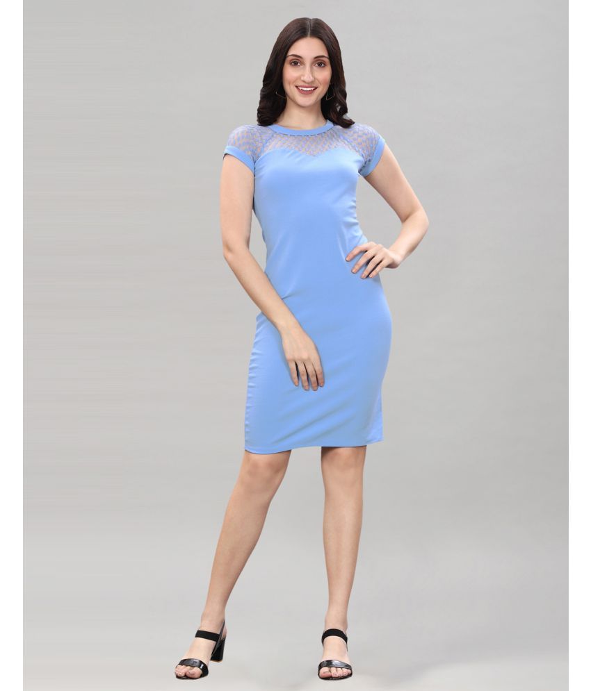     			Selvia Lycra Solid Midi Women's Bodycon Dress - Light Blue ( Pack of 1 )