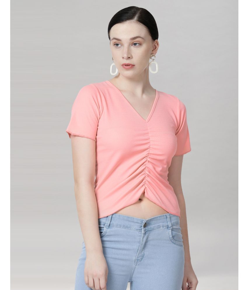     			Selvia Peach Polyester Women's Crop Top ( Pack of 1 )